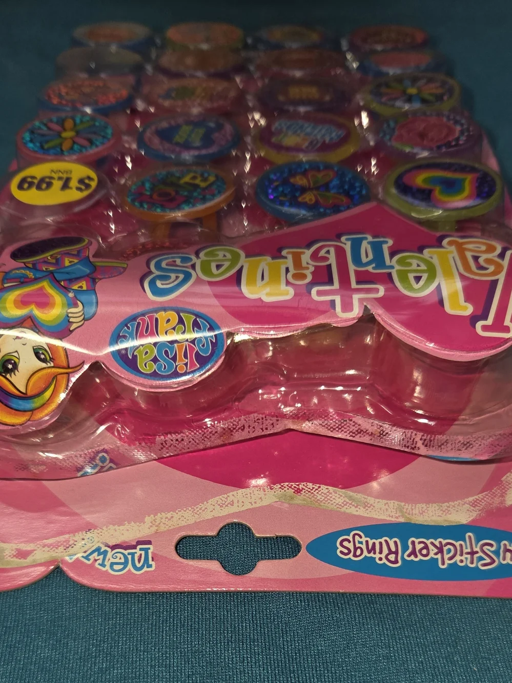 Vintage Lisa Frank Valentines Sticker Rings